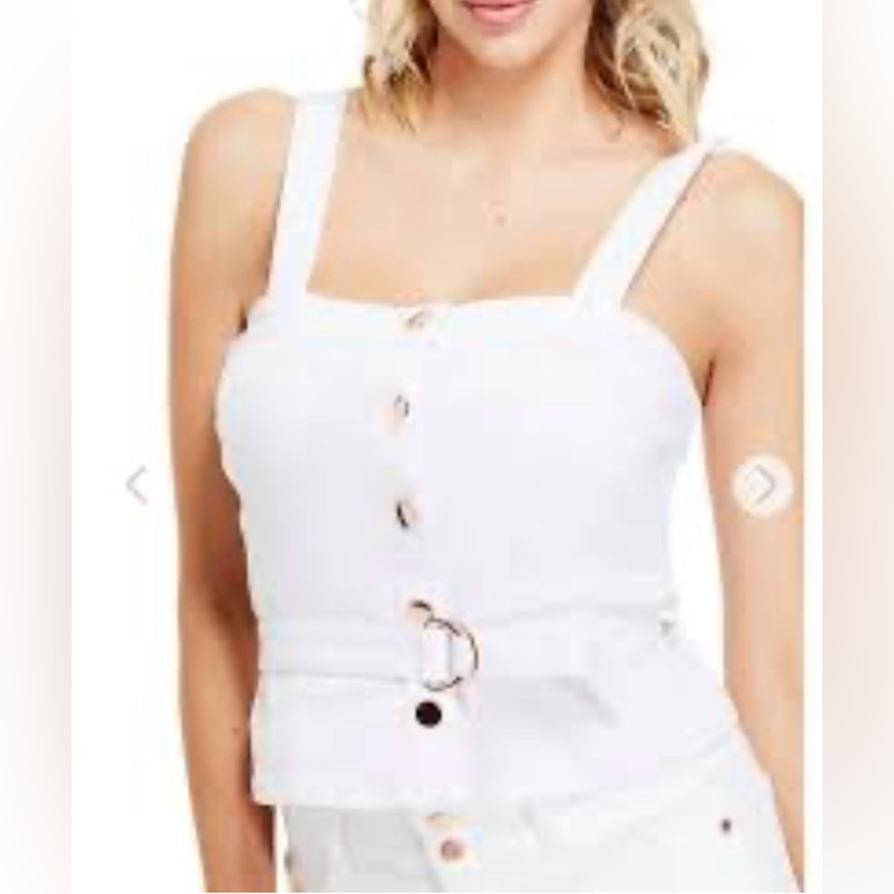 Guess white denim top. NWT. Size S